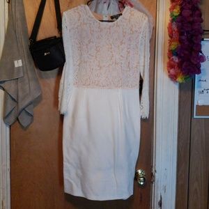 Lulus lace top midi dress ivory color